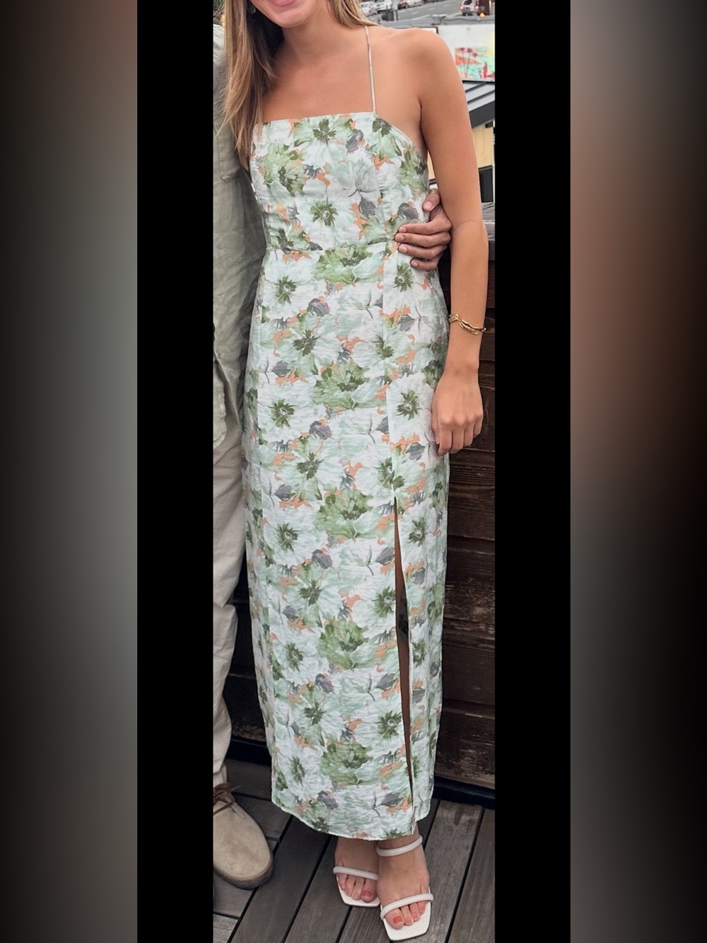 Floral Lace-Up Midi Dress in Sage Green